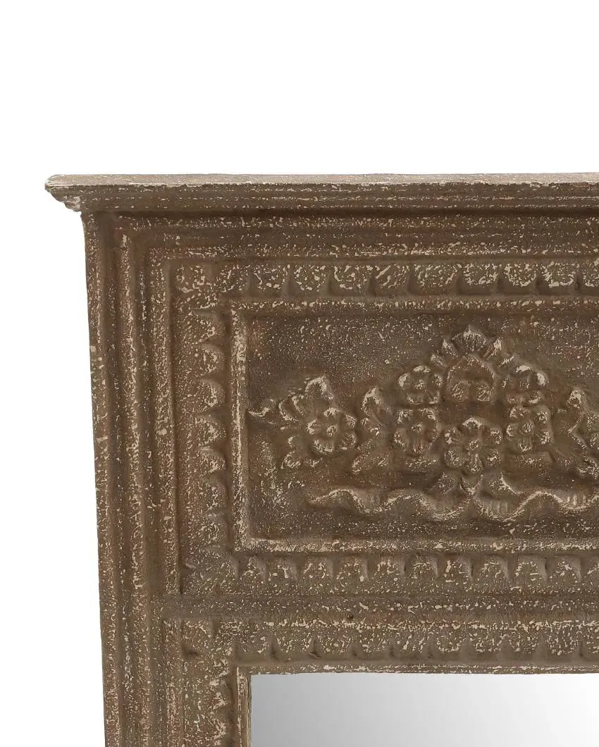 Brown Distress Finish French Style MDF Mirror | 24 x 19.5 inches