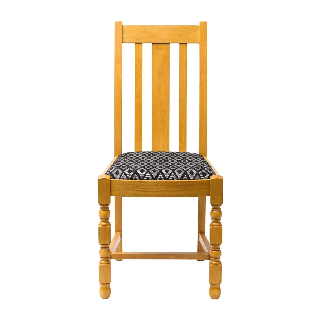 FT484 Mayfair Soft Oak High Back Dining Chair with Black Diamond Padded Seat (Pack of 2)