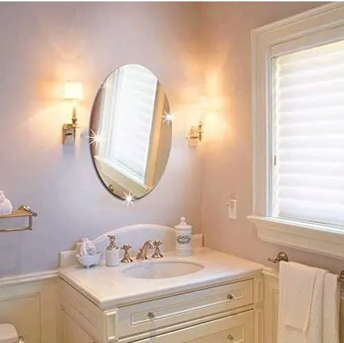 Lifesto Oval Shape Adhesive Mirror Sticker for Wall on Tiles Bedroom Living Room Basin Mirror Bathroom Wall Mirror Both Side Sticker Unbreakable Plastic Wall Mirrors (Pack of 3)